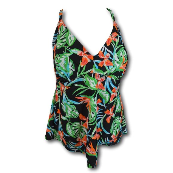 Time and Tru Women's Floral Tankini Top Swimsuit Size 1X (16W–18W) - Picture 1 of 3